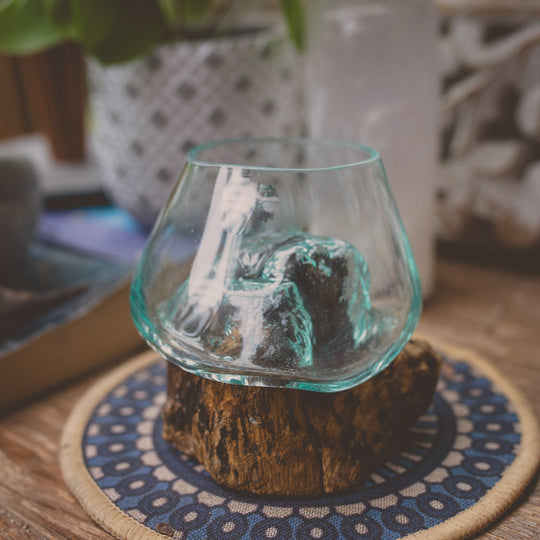 Glass Globe on Natural Wood - 5"