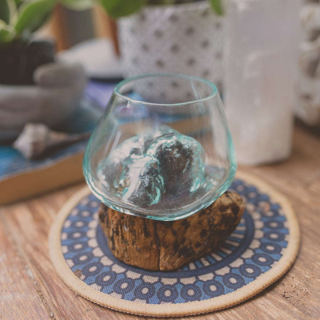 Glass Globe on Natural Wood - 5"