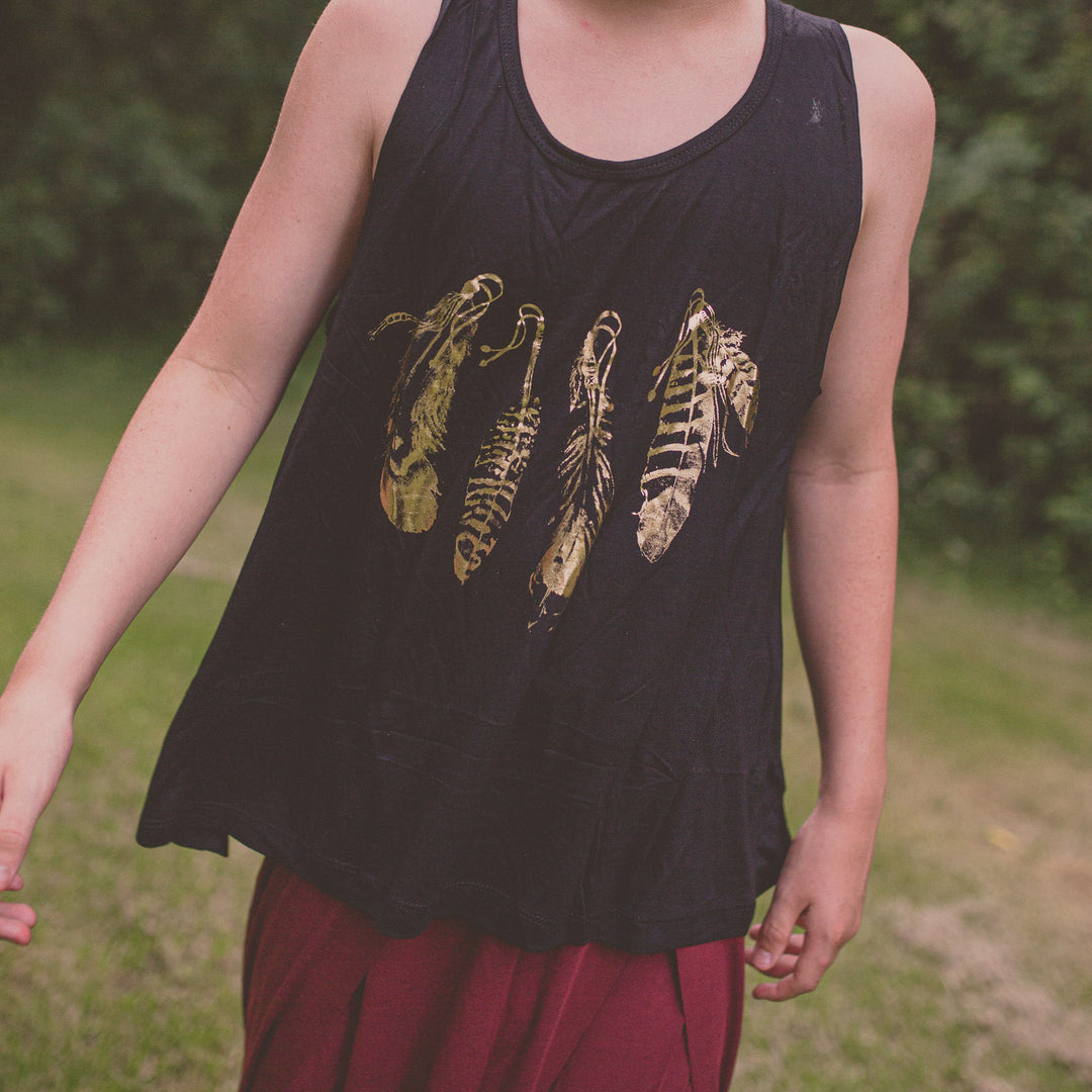 Screenprint Feather Pattern Tops