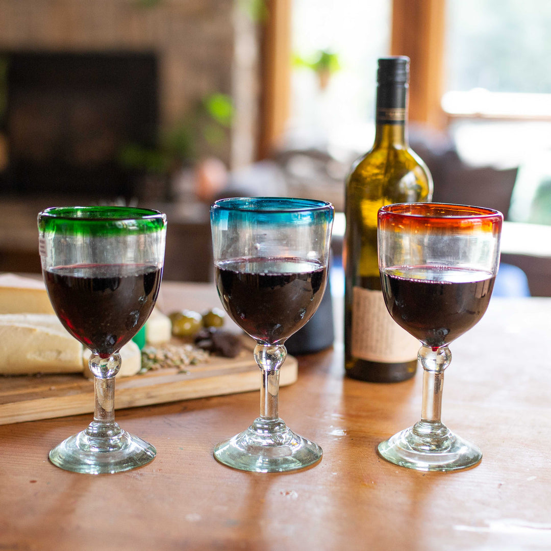 Mexican Wine Glass - Classic Rim - 7" - Aqua