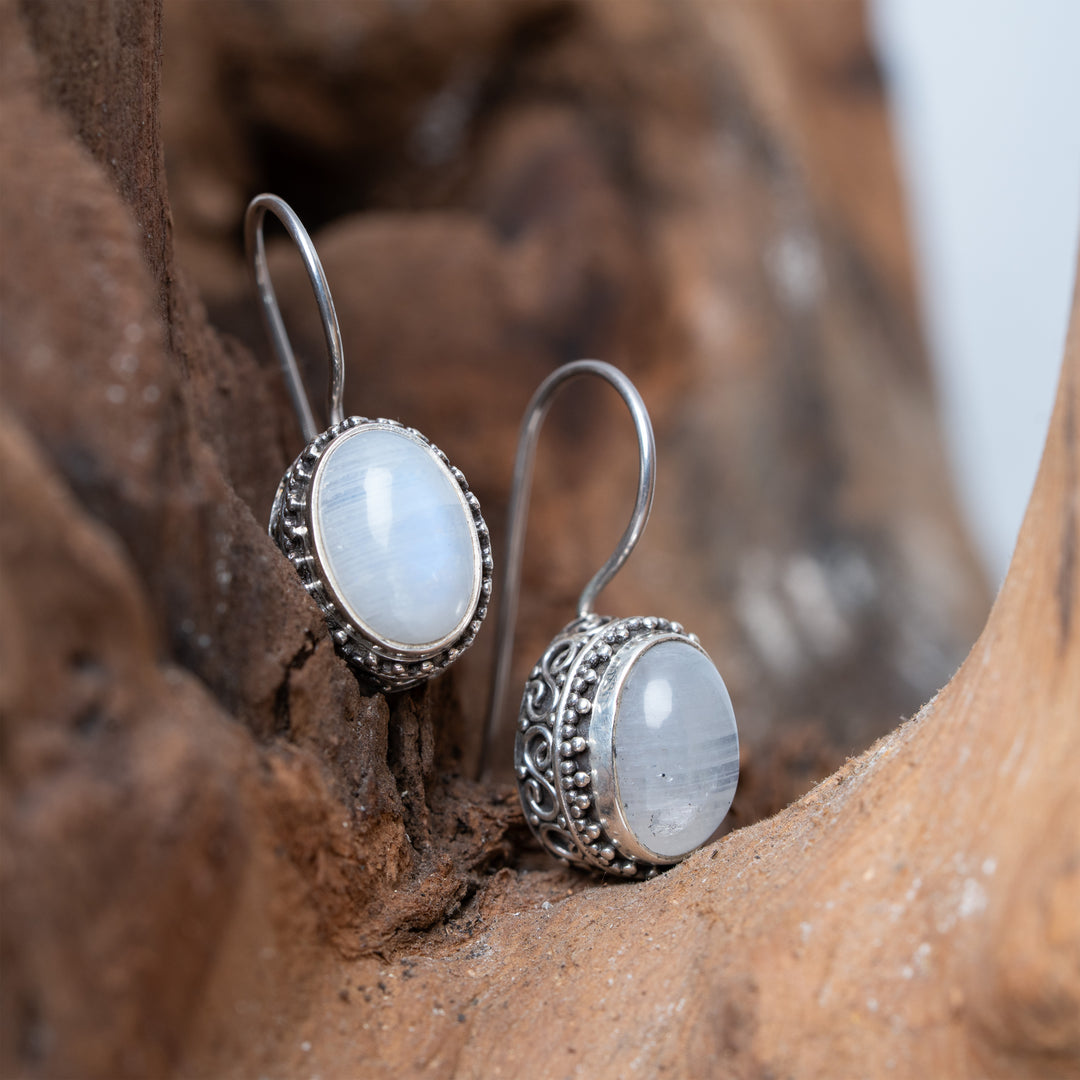 Boucles d'Oreilles Filigrane Pierre de Lune