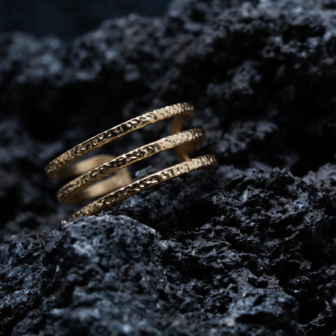 Bali Gold Plated Triple Band Ring