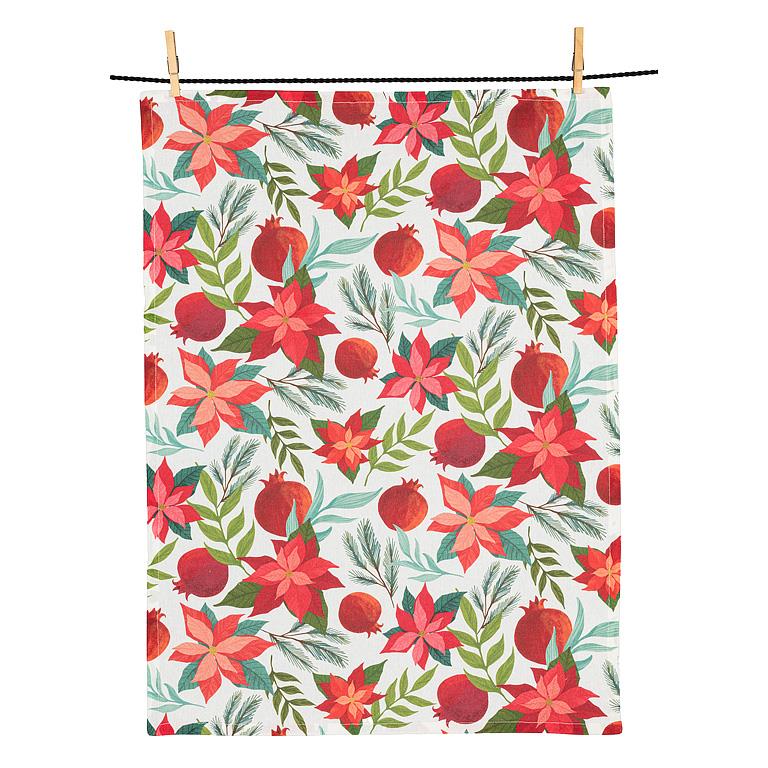 Pomegranates & Poinsettias Kitchen Towel