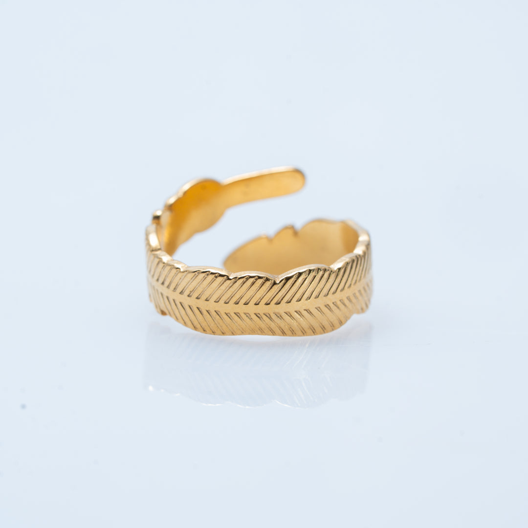 Bali Gold Plated Feather RIng