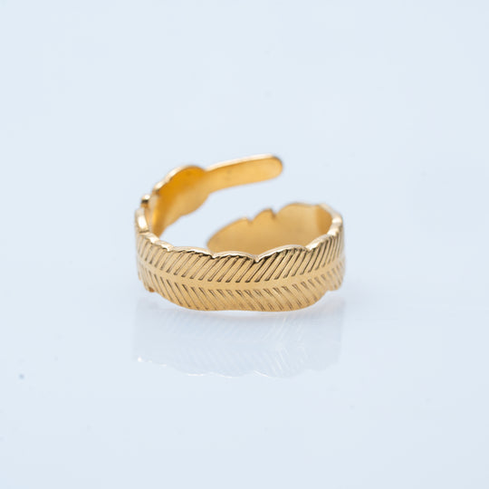 Bali Gold Plated Feather RIng