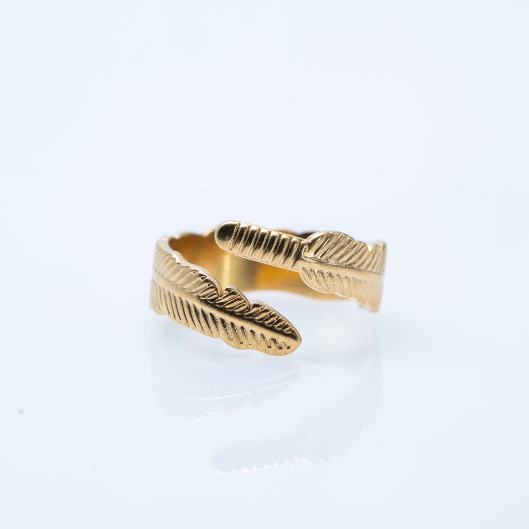 Bali Gold Plated Feather RIng