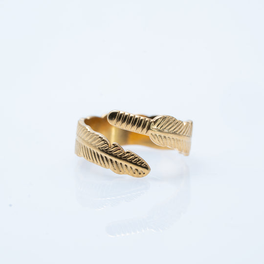 Bali Gold Plated Feather RIng