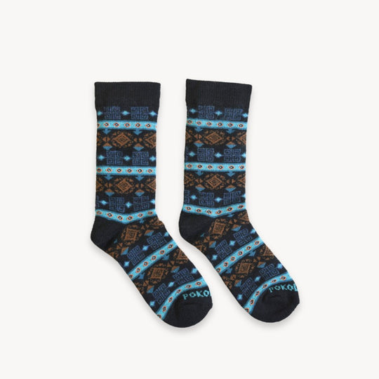 Thick Print Alpaca Socks- Aqua Spiral