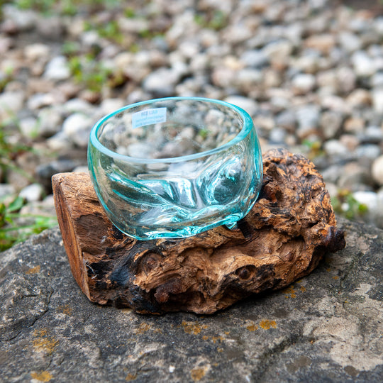 Glass Bowl on Natural Wood - 5"