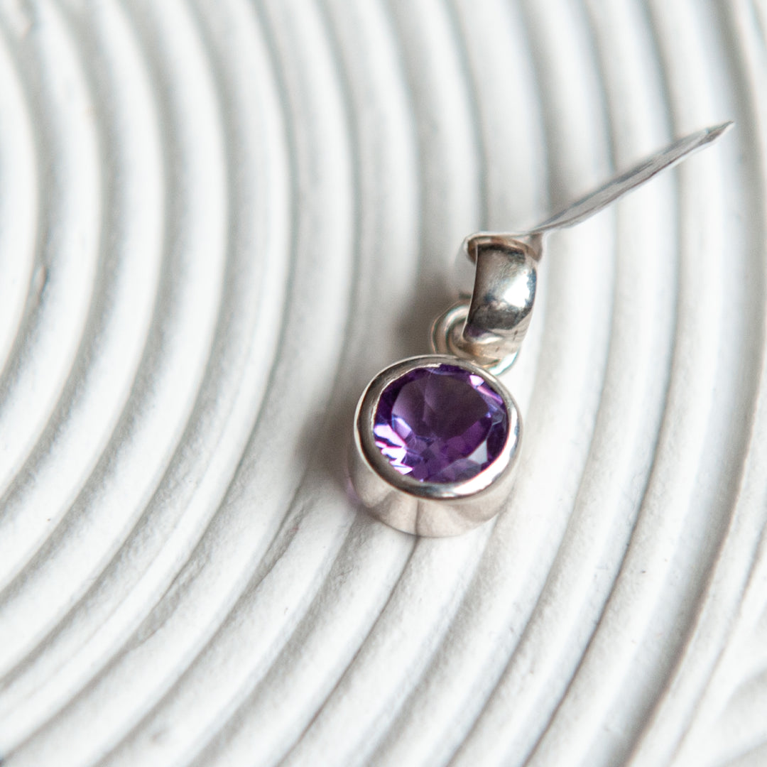 Balinese Amethyst Dot Silver Pendant