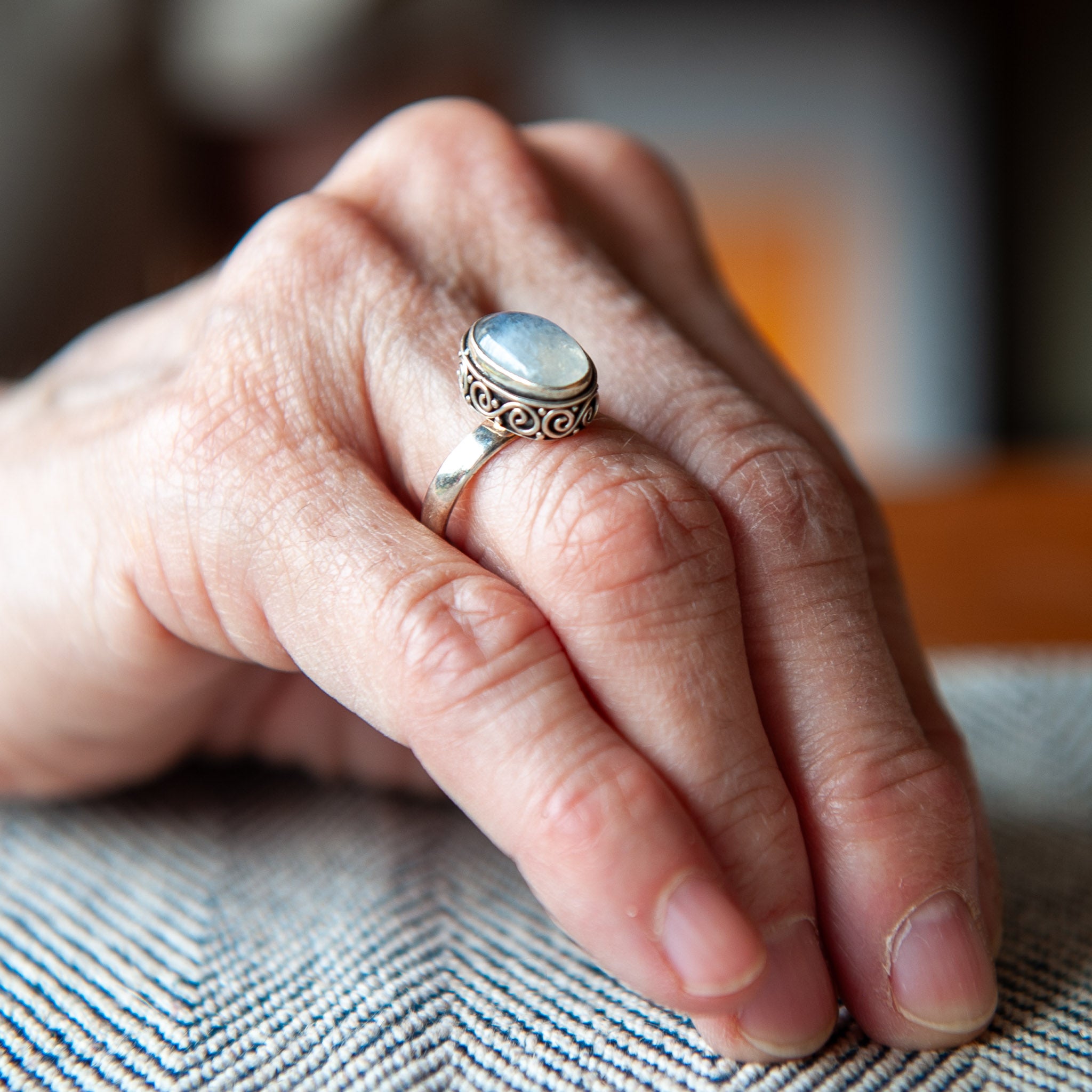 Ornate Rainbow Moonstone Ring – One World Bazaar