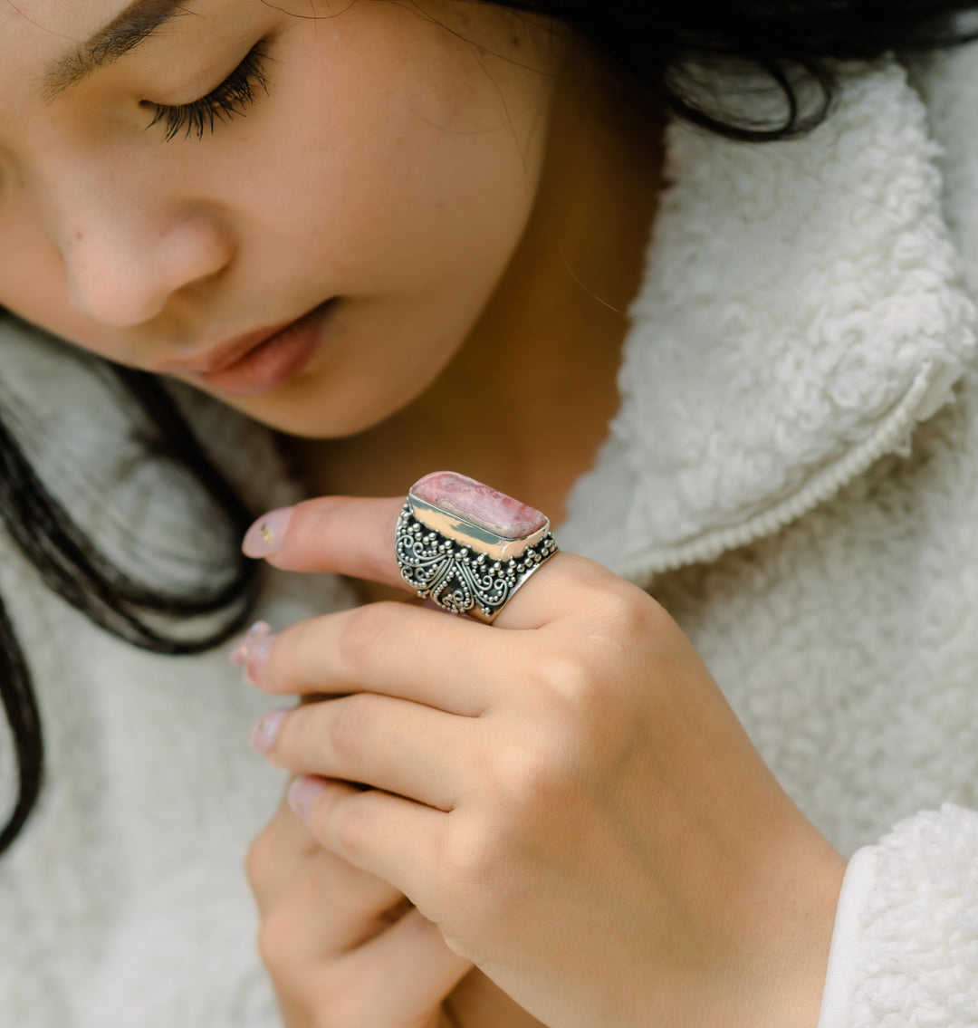 Bagues empilables multi-bandes grenat