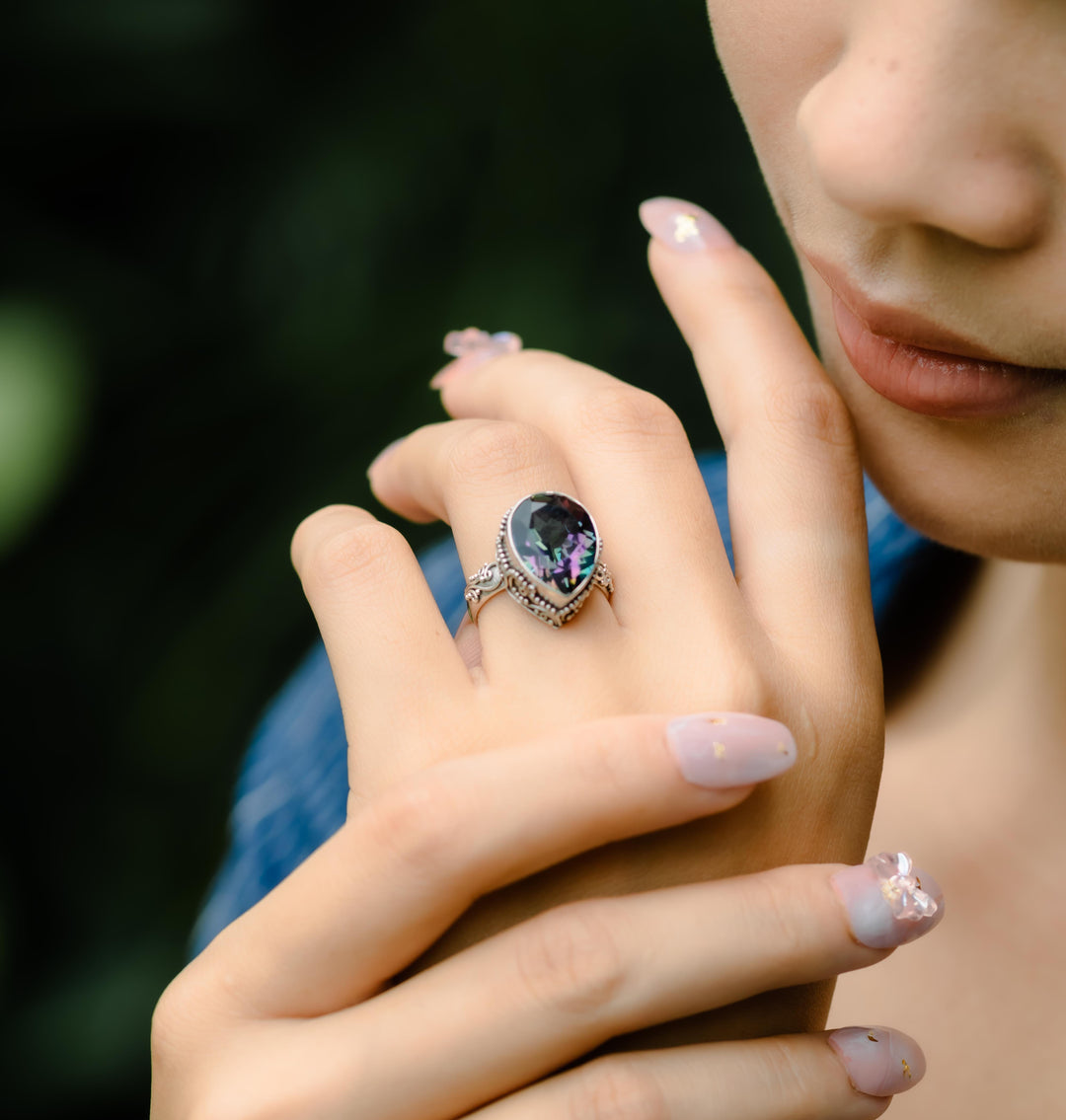 Bagues empilables multi-bandes grenat