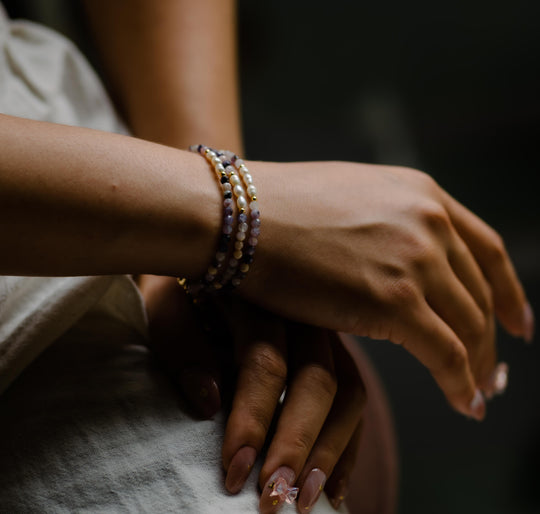 Bracelet Or et Perle avec Perles Roses