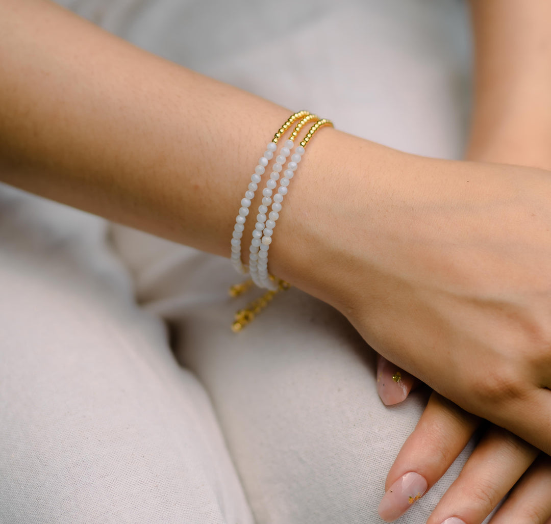 Bracelet Or et Perle avec Perles Roses