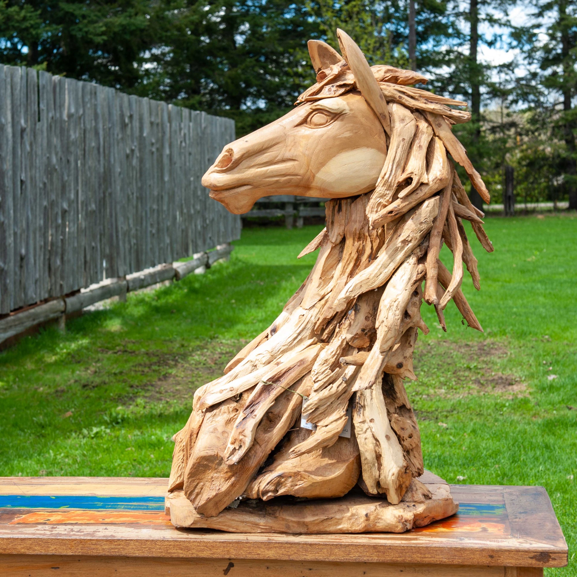 Large Horse Head -  On Wood Base