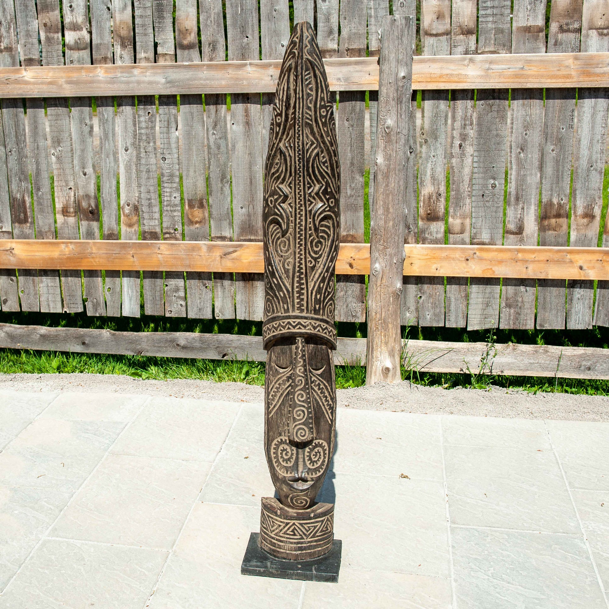 Balinese Suar Wood Tribal Face Statute - Thin