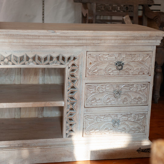 Indian Mindi Wood & Brass Media Unit