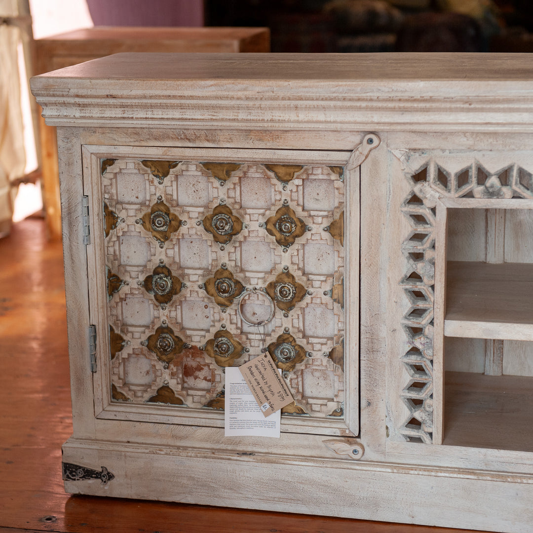 Indian Mindi Wood & Brass Media Unit