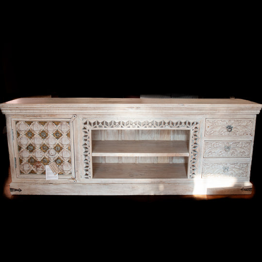 Indian Mindi Wood & Brass Media Unit