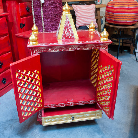 Rajasthani Handcrafted Wooden Temple Cabinet