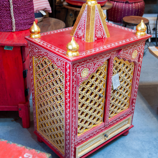 Rajasthani Handcrafted Wooden Temple Cabinet