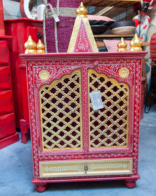 Rajasthani Handcrafted Wooden Temple Cabinet