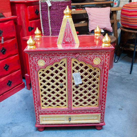 Rajasthani Handcrafted Wooden Temple Cabinet