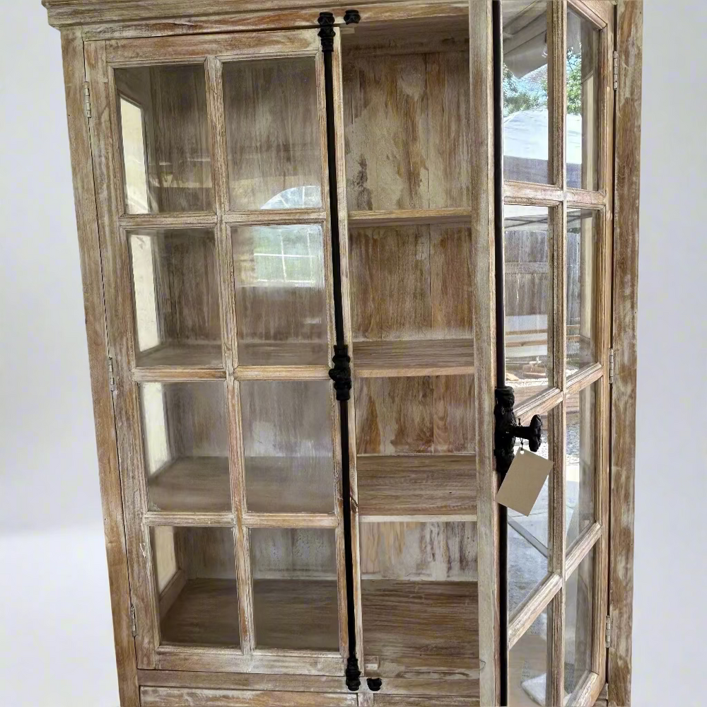 Wooden cabinet with glass doors