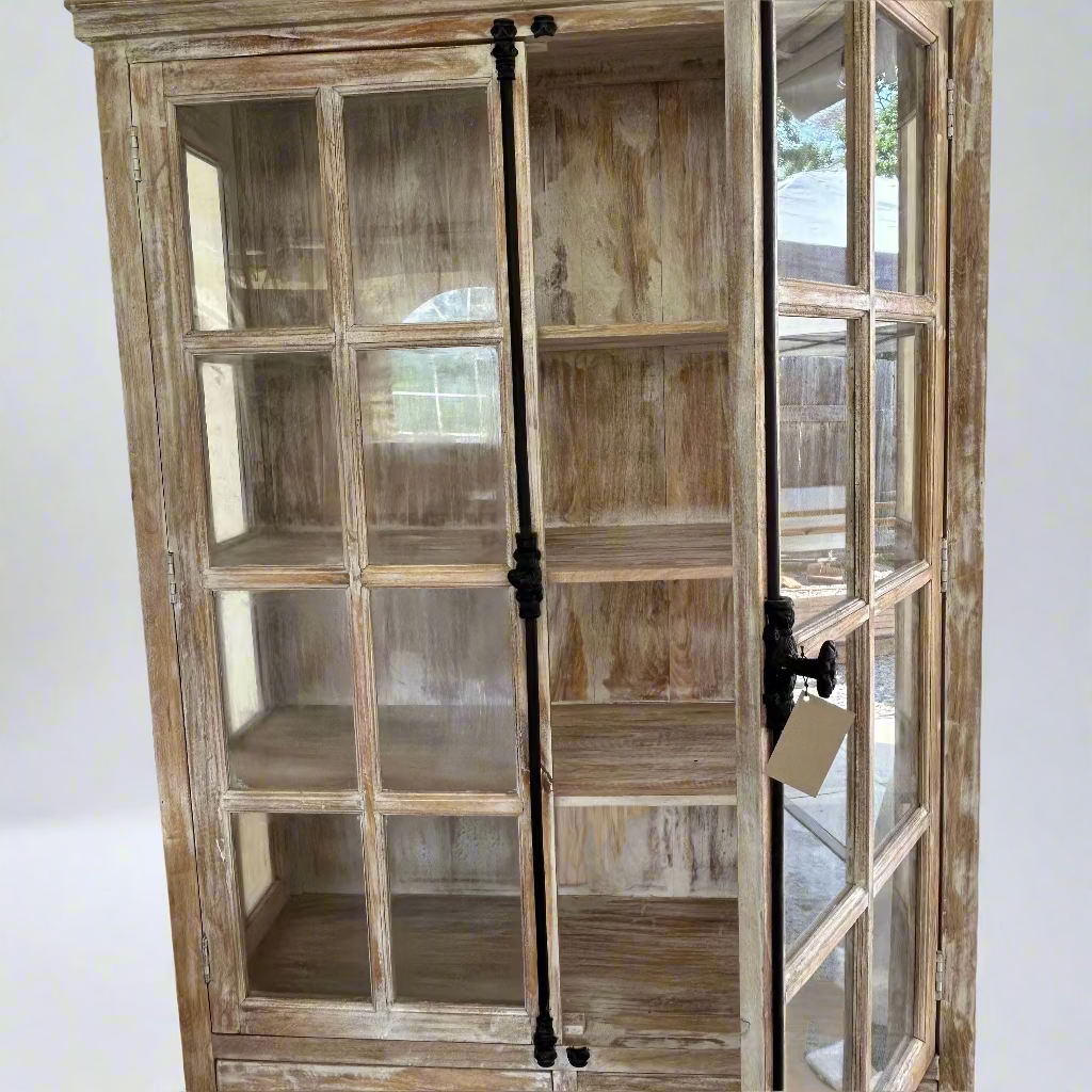 Wooden cabinet with glass doors