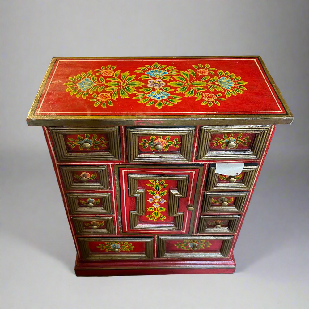 Decorative red box with floral patterns