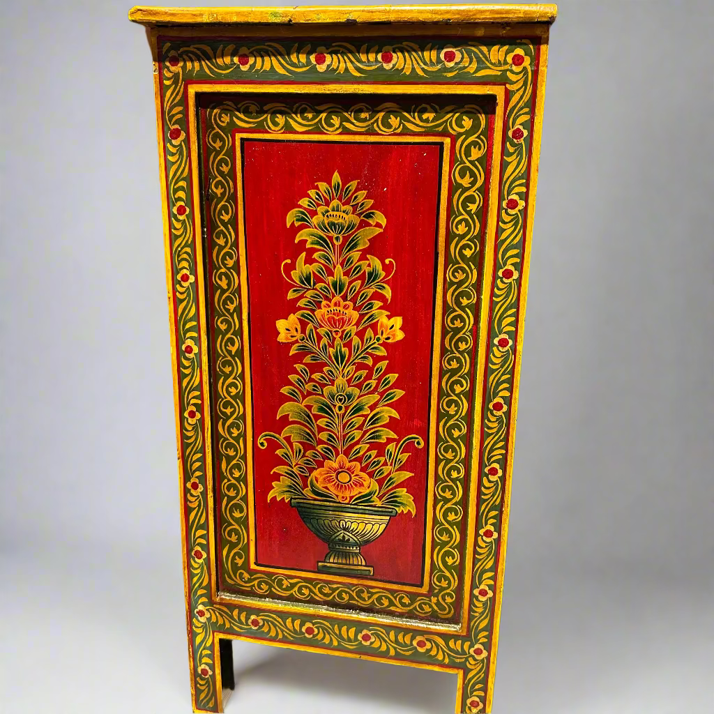 Decorative wooden table with floral design