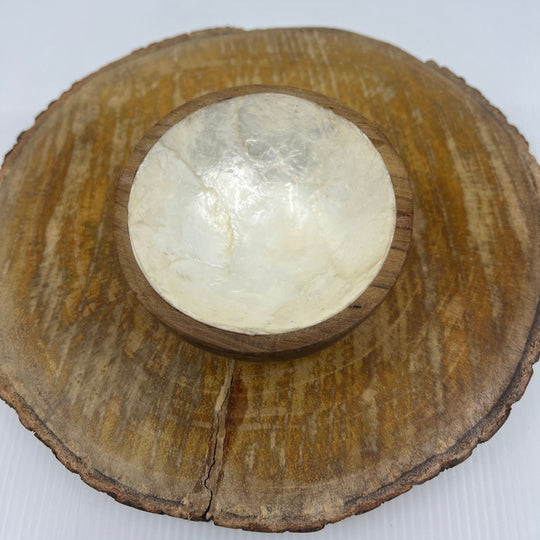Handcrafted Teak & White Shell Bowl