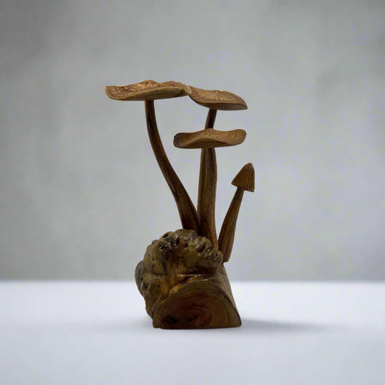 Hand-Carved Suar Wood Mushrooms