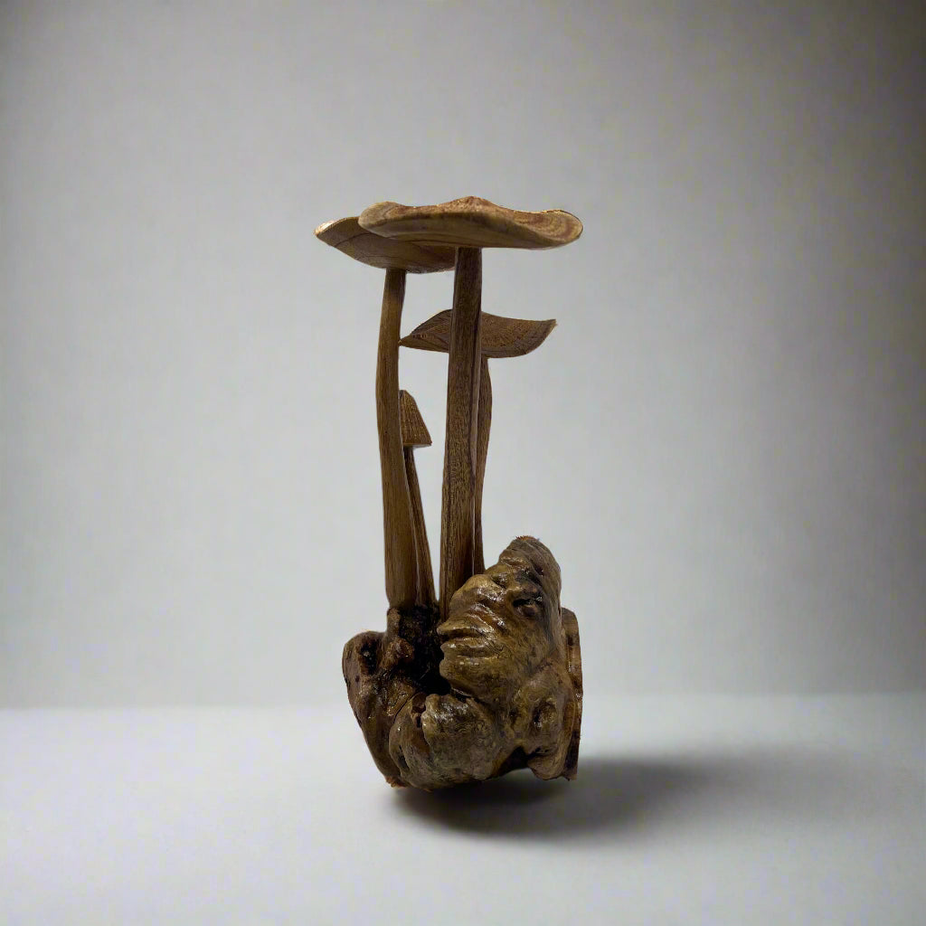 Hand-Carved Suar Wood Mushrooms