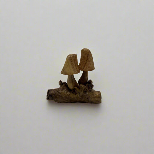 Hand-Carved Small Suar Wood Mushrooms