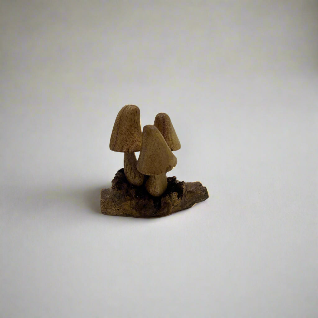Hand-Carved Small Suar Wood Mushrooms