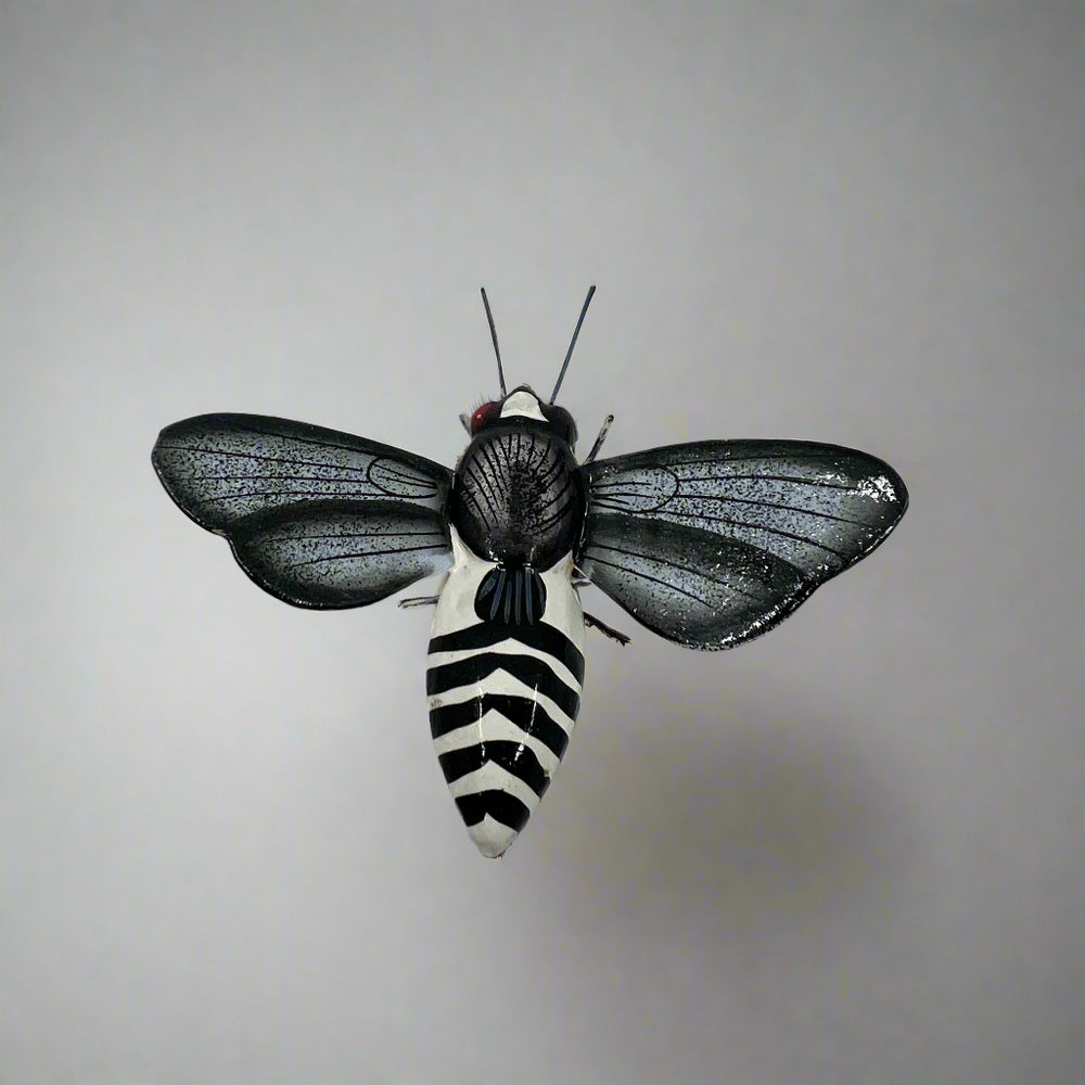 Black & White Wooden Fly Magnet