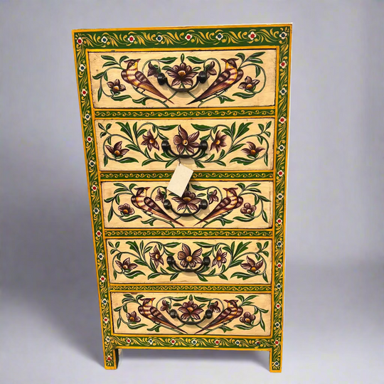 Decorative chest of drawers with floral patterns