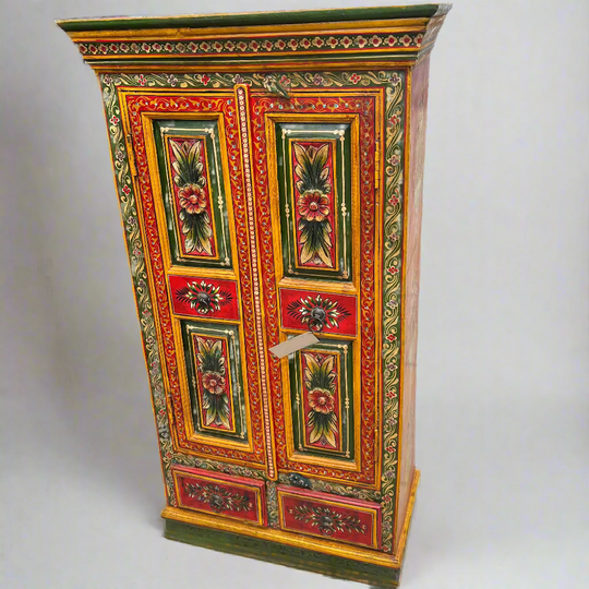 Decorative wooden cabinet with floral designs