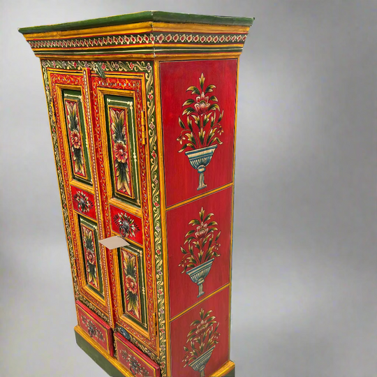 Decorative cabinet with colorful designs