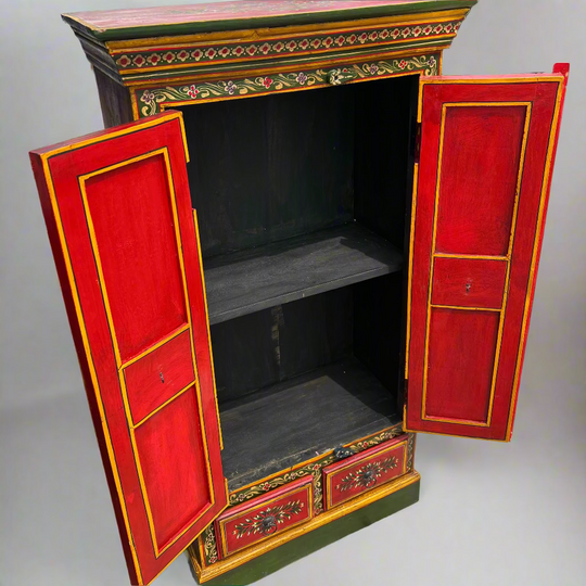 Decorative cabinet with open doors