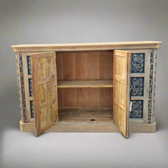 Wooden cabinet with decorative doors