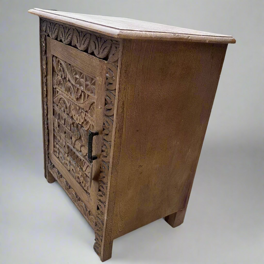 Carved wooden side table