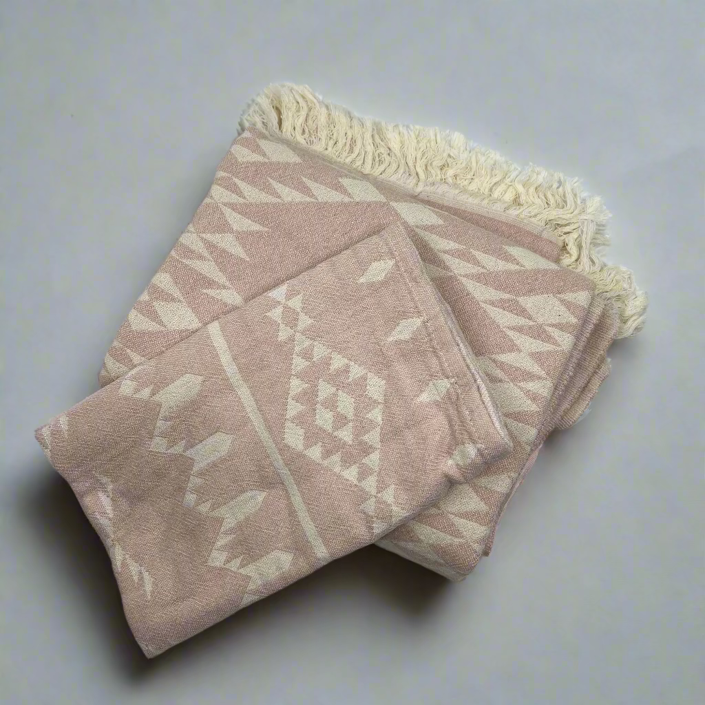 Turkish Bath & Hand Towels - Atlas - Pastel Pink