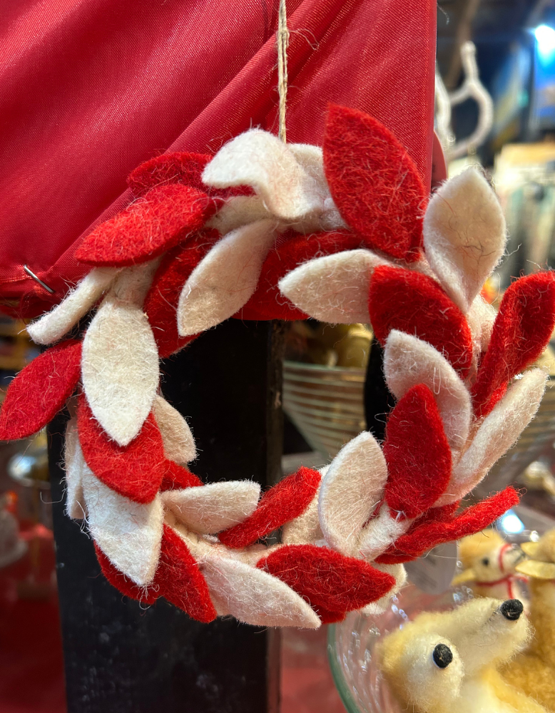 Felt Red and White Wreath - Small