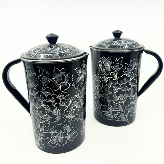 Hand Painted Stainless Steel Pitcher With Lid