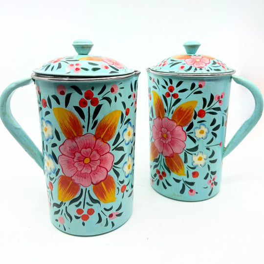 Hand Painted Stainless Steel Pitcher With Lid