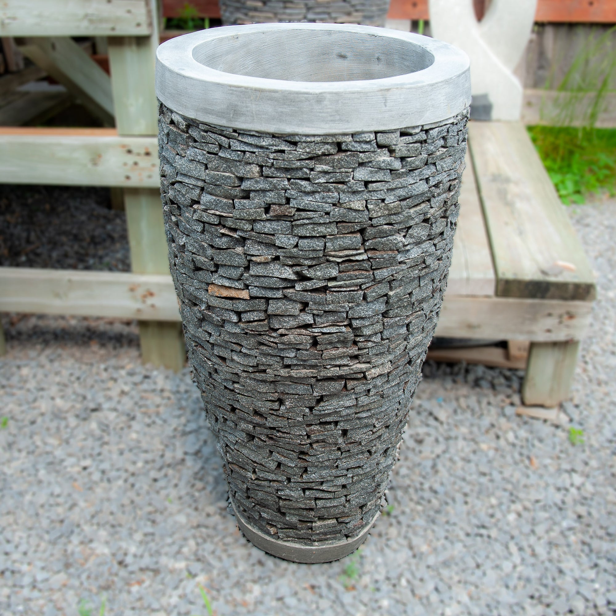 Javanese Cement Cylinder Stone Pot