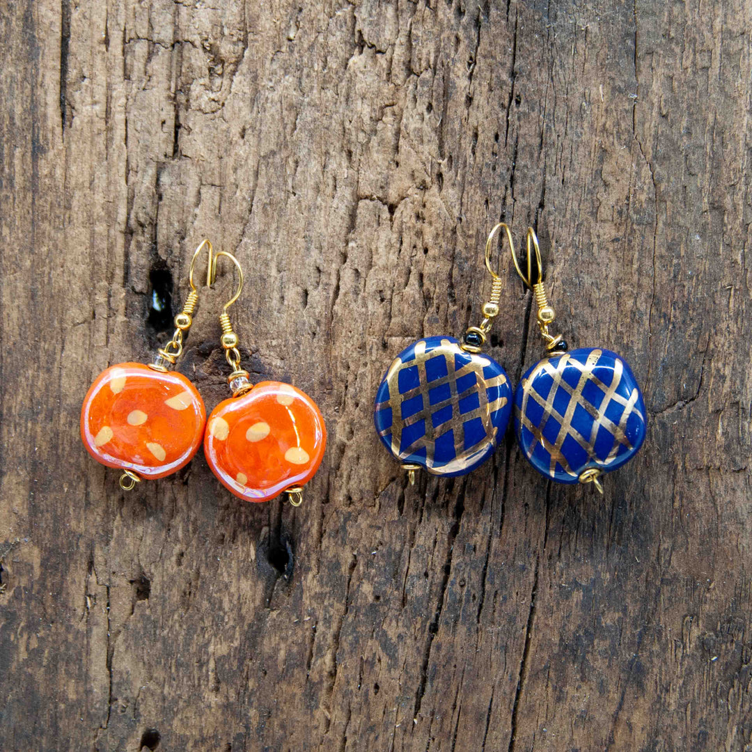 Kazuri Flat Coin Earrings - Large